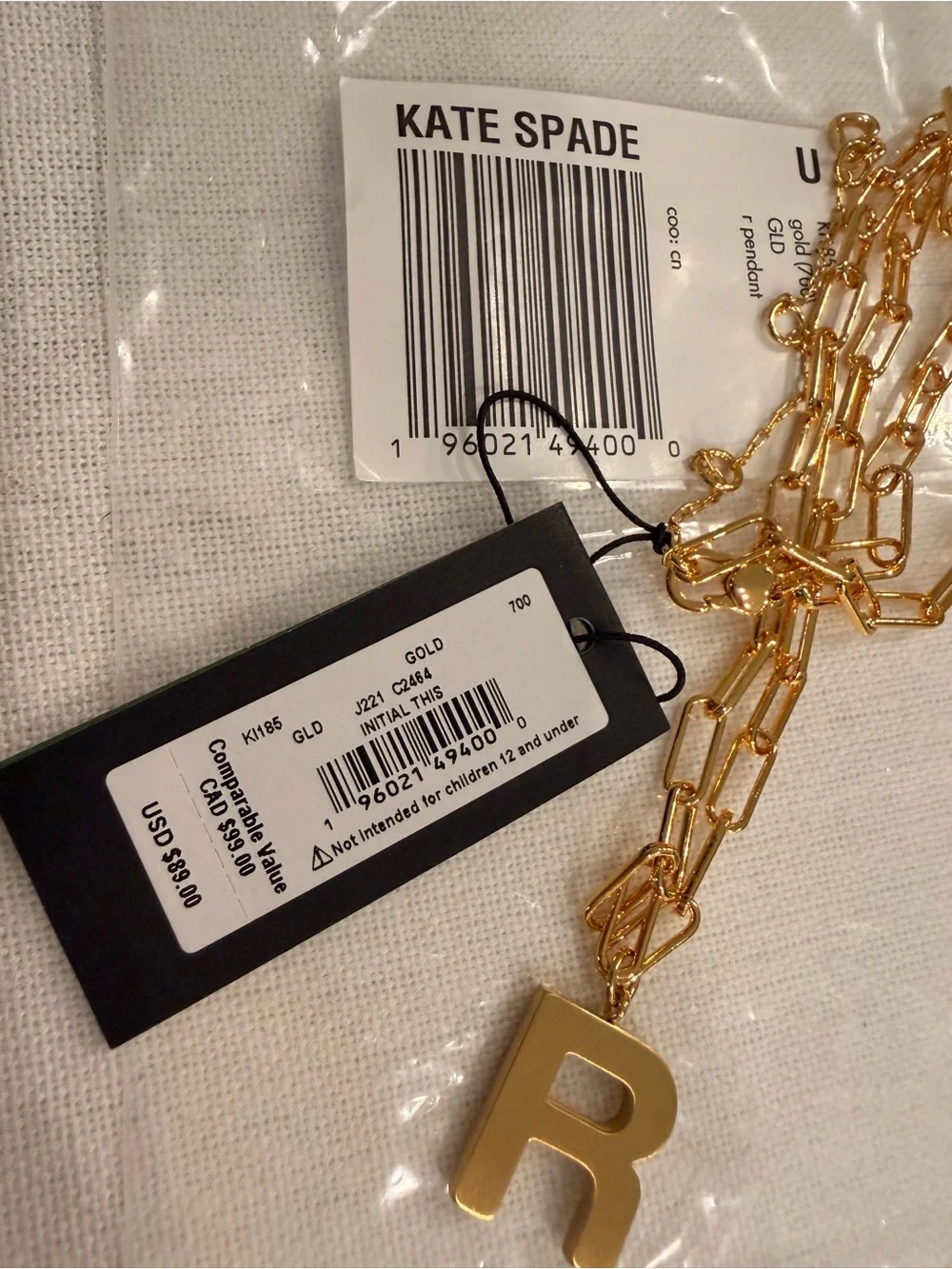 Kate Spade - Gold Initial 'R' Pendant Necklace - Women Jewelry